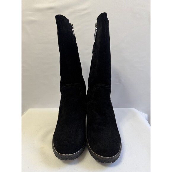 Khombu Boots Womens 7 M Pisa Knee High Tall Wedge Black Leather Waterproof - Picture 8 of 16